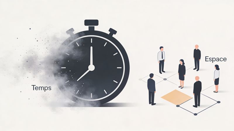 une montre pour le temps et des personnes dans un espace